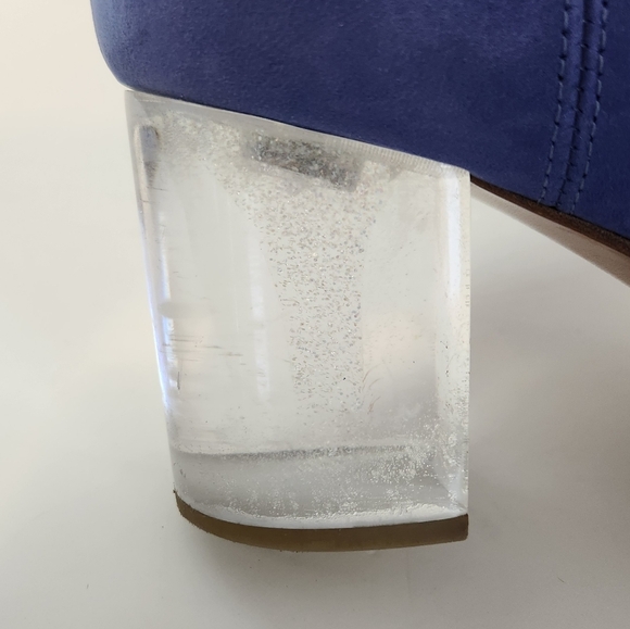 Maison Martin Margiela Blue Suede Leather Clear Heel Booties Boots Shoes 37 7 - Picture 5 of 15